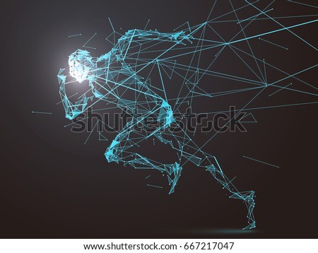 Running Man,Network connection turned into, vector illustration. Running Man,Network connection turned into, vector illustration.