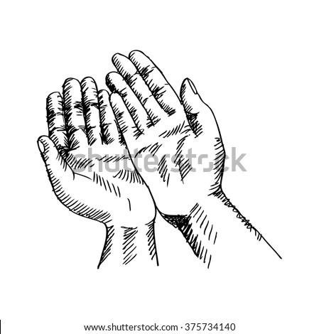 Pencil Drawing Human Hands Praying Stock Illustration 173115014