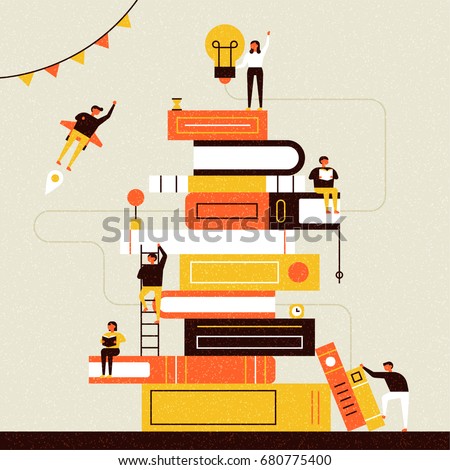 book and people poster vector illustration flat design book and people poster vector illustration flat design