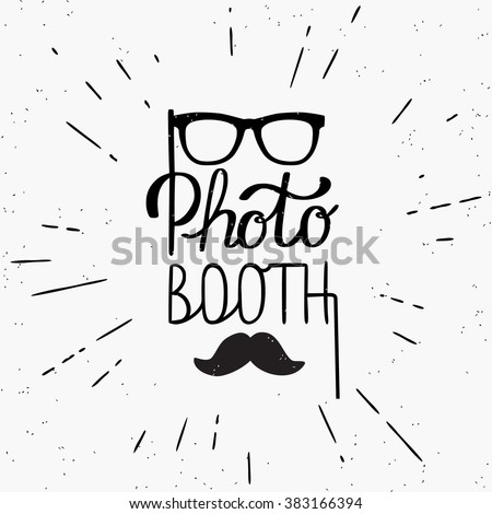 Photo booth hand written design in hipster style. Hand drawn lettering on white background - stock vector Photo booth hand written design in hipster style. Hand drawn lettering on white background - stock vector