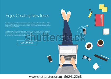 Lazy woman sitting on floor and working with laptop in social networks. Flat vector illustration top view of people relaxing at home, drinking coffee using laptop and typing in social media comments Lazy woman sitting on floor and working with laptop in social networks. Flat vector illustration top view of people relaxing at home, drinking coffee using laptop and typing in social media comments