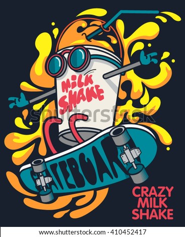 cool milkshake skater vector design - stock vector cool milkshake skater vector design - stock vector