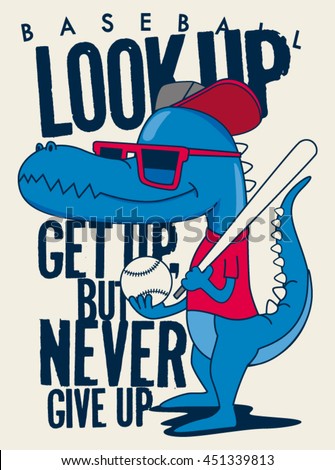 baseball and cool dinosaur character design - stock vector