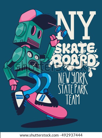 vector retro robot, skateboard, skater vector retro robot, skateboard, skater