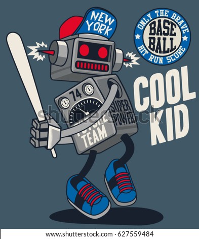 vector retro robot, baseball player vector retro robot, baseball player