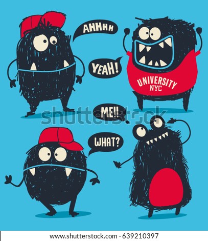 cute monsters vector set for t shirt design cute monsters vector set for t shirt design