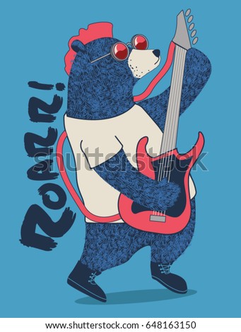 cute rockstar bear playing guitar cute rockstar bear playing guitar