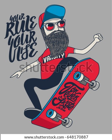 cool hipster skater vector design with skateboard cool hipster skater vector design with skateboard