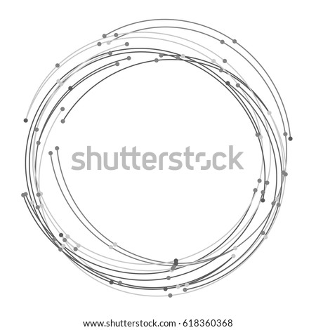Vector abstract circle with dots. Hand drawn sketch lines. Black round shape. Monochrome frame. Isolated stroke design. Twist outline curves illustration. Pencil drawn circle. Twisted shape. Vector abstract circle with dots. Hand drawn sketch lines. Black round shape. Monochrome frame. Isolated stroke design. Twist outline curves illustration. Pencil drawn circle. Twisted shape.