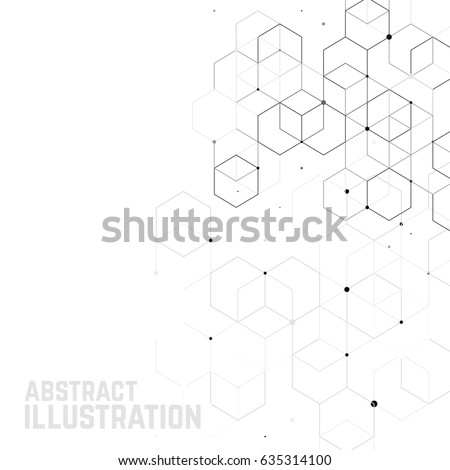 Vector abstract background with cube cell. Modern technology illustration with square mesh. Digital geometric abstraction with lines and points. Vector abstract background with cube cell. Modern technology illustration with square mesh. Digital geometric abstraction with lines and points.