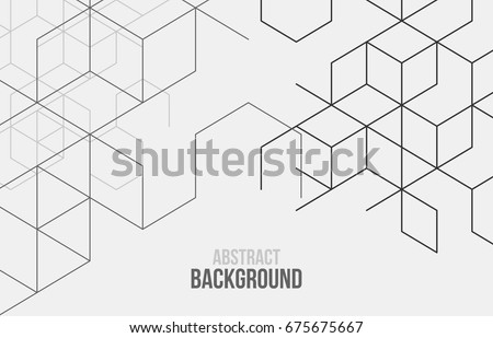 Vector abstract boxes background. Modern technology illustration with square mesh. Digital geometric abstraction with lines and points. Cube cell. Vector abstract boxes background. Modern technology illustration with square mesh. Digital geometric abstraction with lines and points. Cube cell.