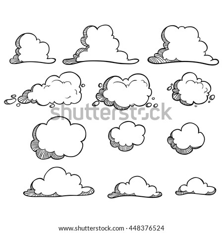 Vintage Hand Drawn Clouds Eps8 Vector Stock Vector 140377216 - Shutterstock