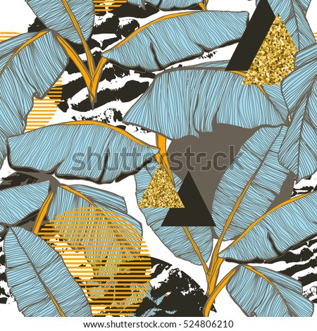 Seamless background with banana leaves Seamless background with banana leaves