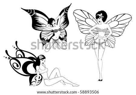 Vector Pretty Girls Butterfly Wings Stock Vector 58818538 - Shutterstock