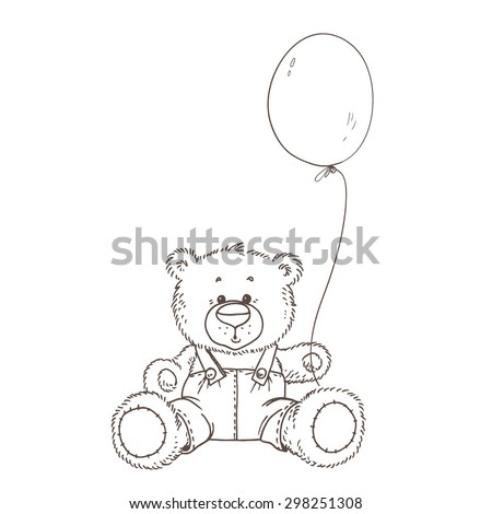 teddy bear drawing with balloons