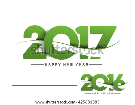 Happy new year 2017 Text Design vector - stock vector