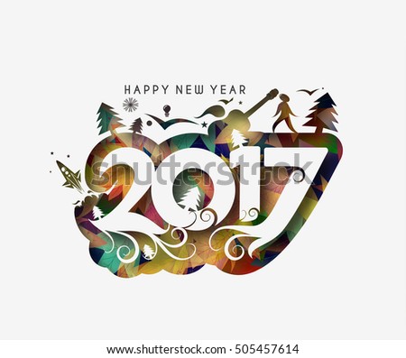 Happy new year 2017 - New Year Holiday design elements for holiday cards, for decorations Vector Illustration background Happy new year 2017 - New Year Holiday design elements for holiday cards, for decorations Vector Illustration background