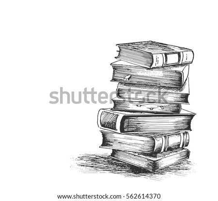 Stack of books isolated on white, Hand Drawn Sketch Vector illustration. Stack of books isolated on white, Hand Drawn Sketch Vector illustration.