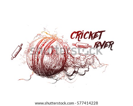 Cricket ball with bell freehand sketch graphic design, vector illustration Cricket ball with bell freehand sketch graphic design, vector illustration