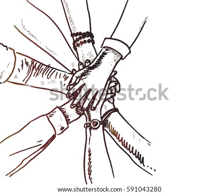 Unity of hands sketch vector illustration Unity of hands sketch vector illustration