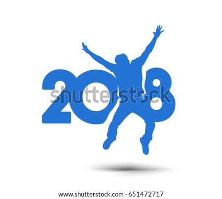 Happy new year 2018 Text with jumping men design Vector illustration Happy new year 2018 Text with jumping men design Vector illustration