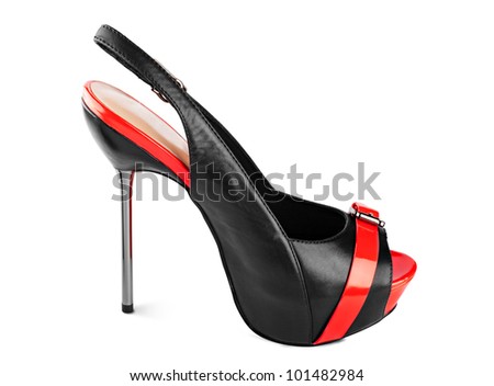 red black and white high heels