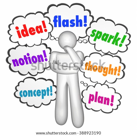 Person Thinks Words Creative Thinking Represent Stock Illustration