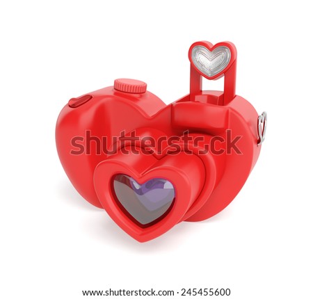 Camera Valentine day creative concept: unusual digital photo camera in ... Camera Valentine day creative concept: unusual digital photo camera in ...