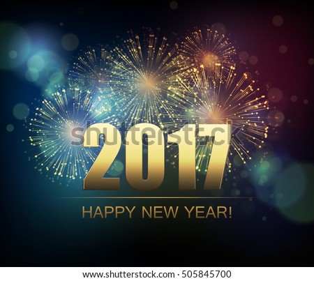 Vector Holiday Fireworks Background. Happy New Year 2017 Vector Holiday Fireworks Background. Happy New Year 2017