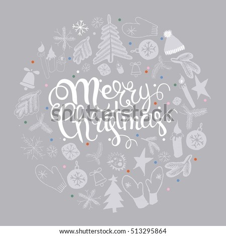 Merry Christmas Poster Hand Lettering Decoration Stock Vector 516851479 - Shutterstock