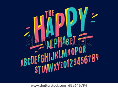 Vector of colorful stylized font and alphabet Vector of colorful stylized font and alphabet