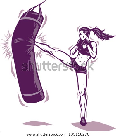 Kickboxing Woman Stock Illustrations & Cartoons | Shutterstock