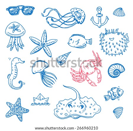 Drawing Of Sea Creatures Stock Photos, Images, & Pictures | Shutterstock