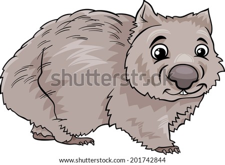 Cartoon Illustration of Cute Wombat Marsupial Animal - stock photo