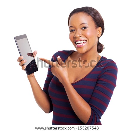 stock-photo-portrait-of-young-african-woman-pointing-at-tablet ... stock-photo-portrait-of-young-african-woman-pointing-at-tablet ...