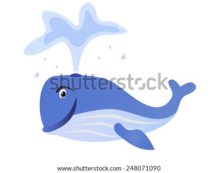 Blue Whale Cartoon Isolated Over White Stock Vector 85883575 - Shutterstock