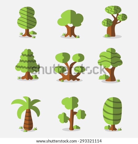 Trees Nature Forest Vector Icons Set Stock Vector 414513172 - Shutterstock
