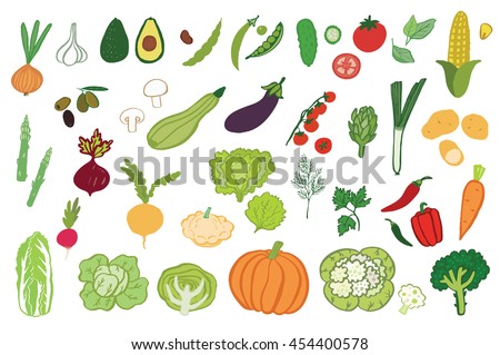 Vector Fruit Vegetable Onion Lemon Cabbage Stock Vector 68892037