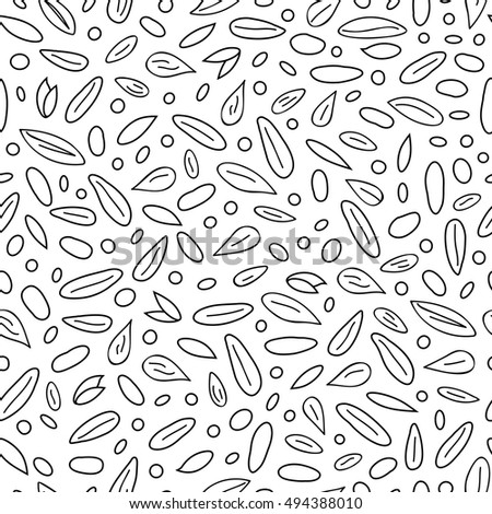 Black and white seamless pattern with hand drawn outline cereal grains. Black and white seamless pattern with hand drawn outline cereal grains.