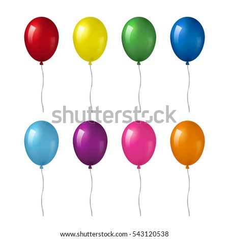 Colorful realistic helium balloons isolated on white background. Colorful realistic helium balloons isolated on white background.