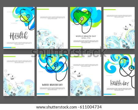 World Health Day Poster Or Banner Background Set. World Health Day Poster Or Banner Background Set.