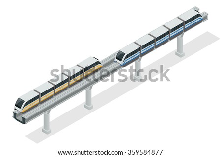 Monorail train, Sky Train, Monorail Vector, Monorail isometric 