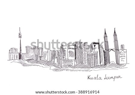 Dubai City Skyline Detailed Silhouette Hand Stock Vector 330760298