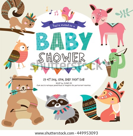 Baby shower invitation - stock vector Baby shower invitation - stock vector
