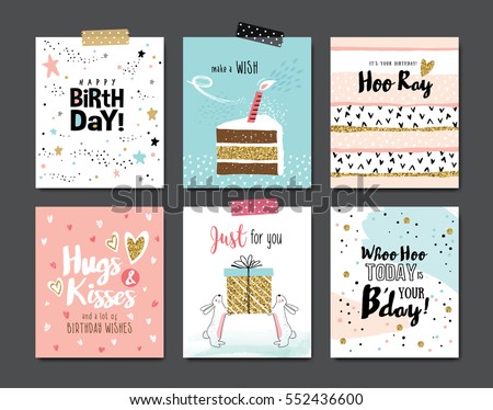 Set of birthday greeting cards design Set of birthday greeting cards design