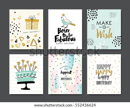 Set of birthday greeting cards design Set of birthday greeting cards design