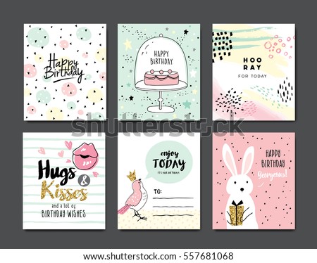 Set of birthday greeting cards Set of birthday greeting cards