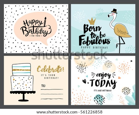 Set of birthday greeting cards Set of birthday greeting cards