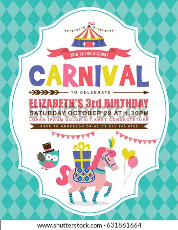 Kids birthday party invitation card with circus theme Kids birthday party invitation card with circus theme