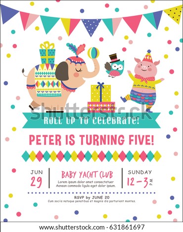 Kids birthday party invitation card with circus theme Kids birthday party invitation card with circus theme